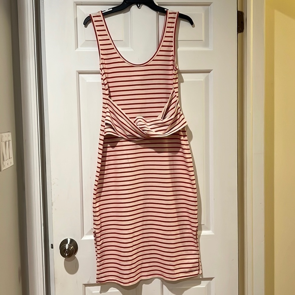 Maeve striped midi rank dress with wrap detail